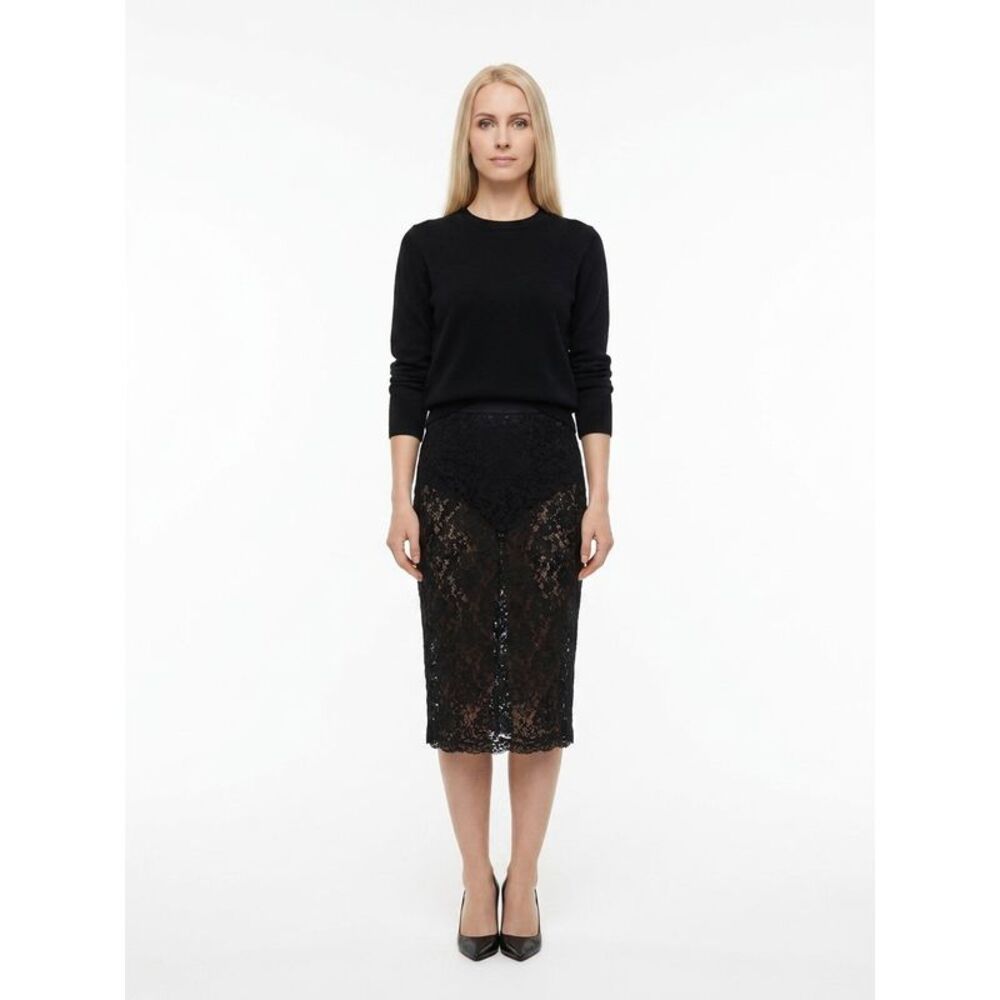 Dolce & Gabbana Black Polyamide Midi Women's Skirt